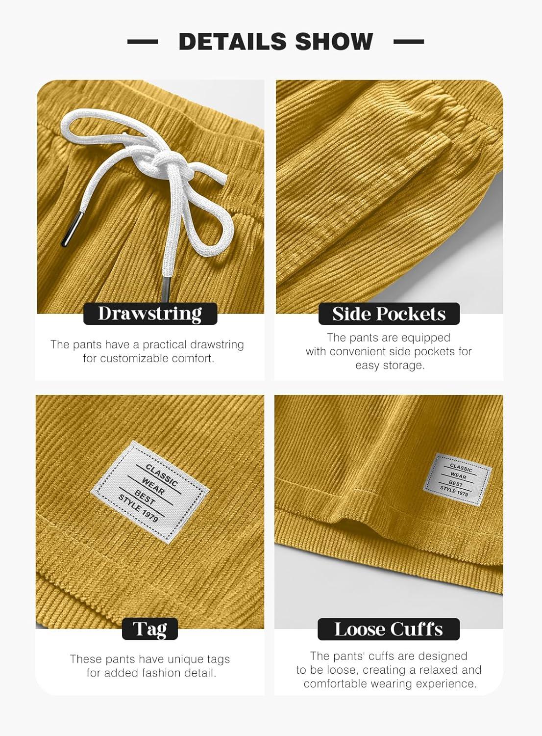 imageJMIERR Mens Corduroy Shorts Casual Elastic Waist Drawstring Lightweight Summer Beach ShortsA3 Ginger