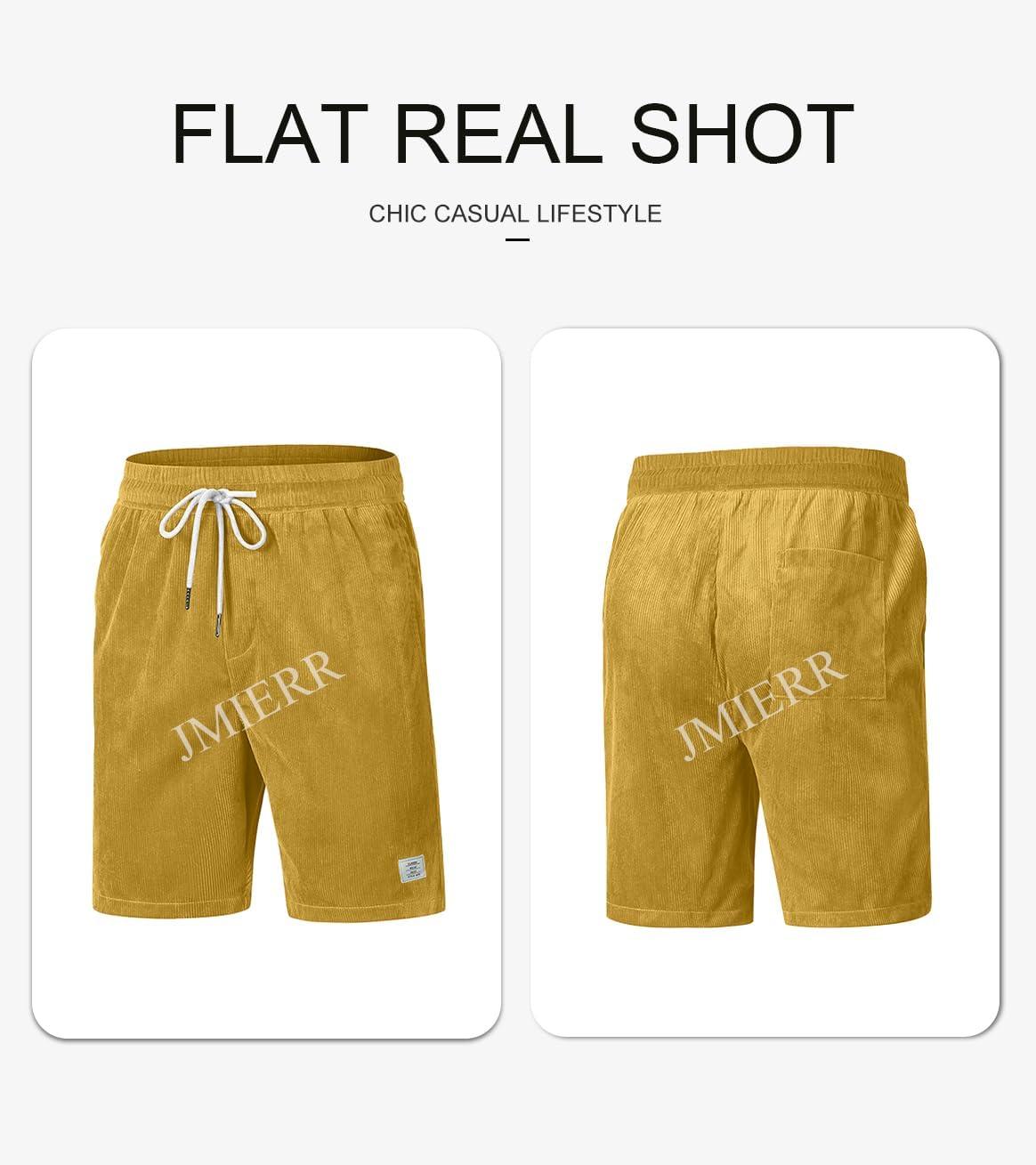 imageJMIERR Mens Corduroy Shorts Casual Elastic Waist Drawstring Lightweight Summer Beach ShortsA3 Ginger