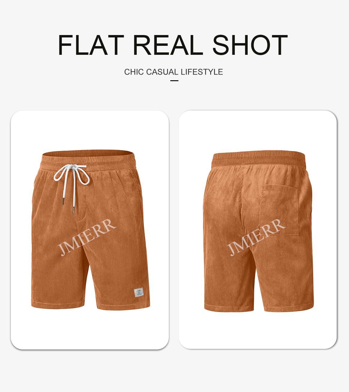 imageJMIERR Mens Corduroy Shorts Casual Elastic Waist Drawstring Lightweight Summer Beach ShortsA3 Gold Flame