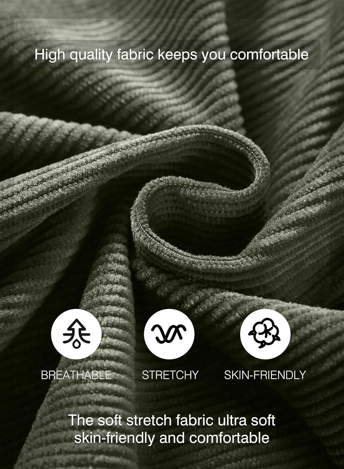 imageJMIERR Mens Corduroy Shorts Casual Elastic Waist Drawstring Lightweight Summer Beach ShortsA3 Laurel Green