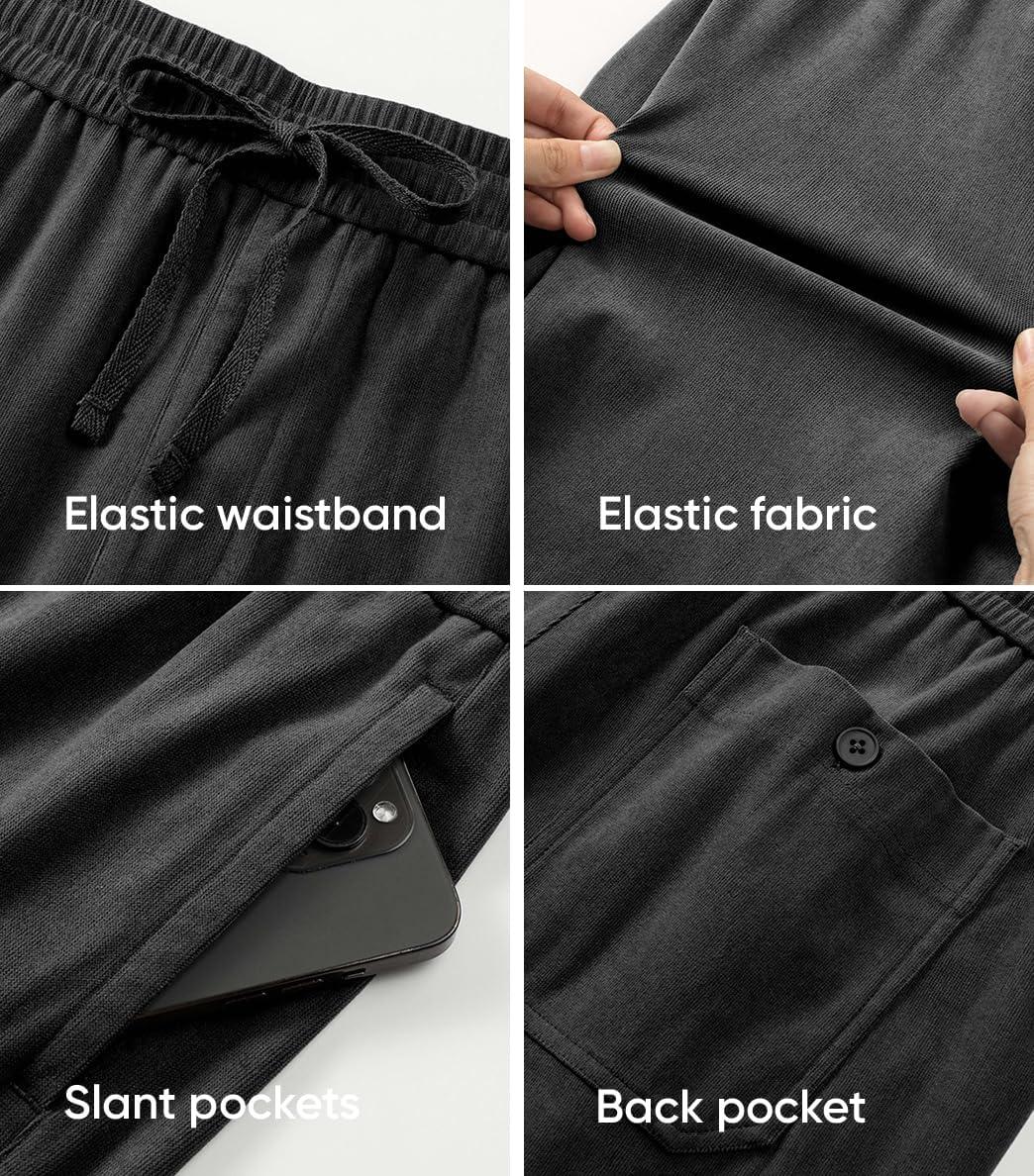 imageJMIERR Mens Corduroy Shorts Casual Elastic Waist Drawstring Lightweight Summer Beach ShortsB Black