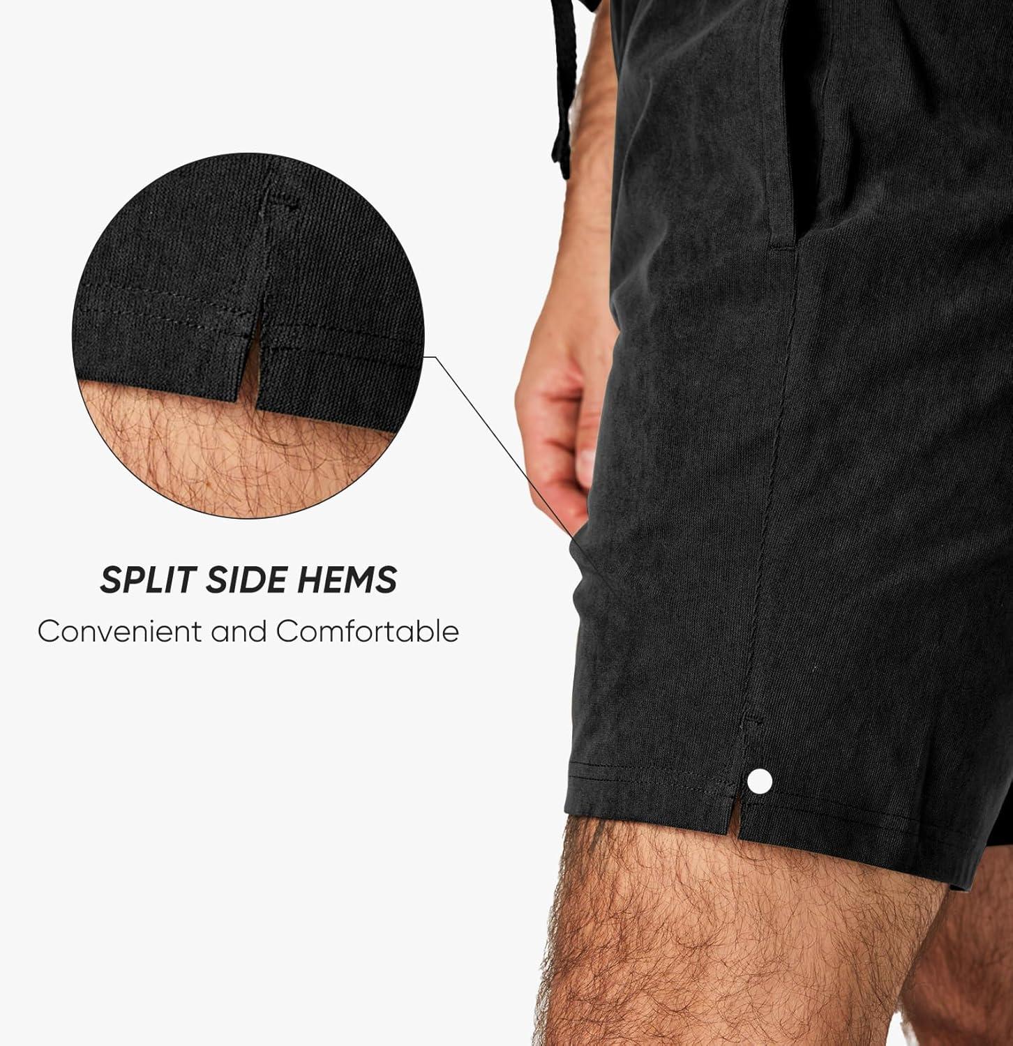 imageJMIERR Mens Corduroy Shorts Casual Elastic Waist Drawstring Lightweight Summer Beach ShortsB Black