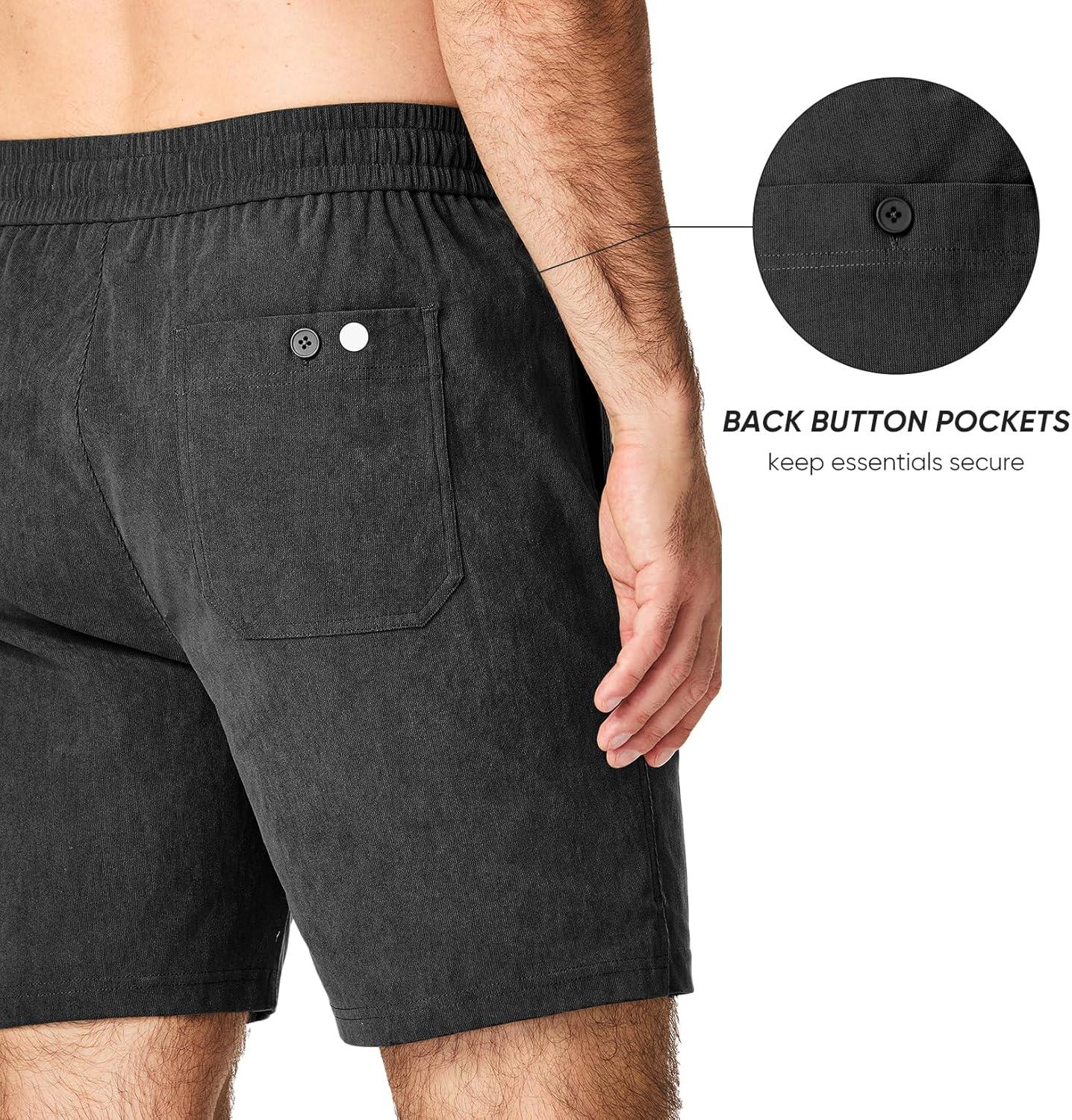 imageJMIERR Mens Corduroy Shorts Casual Elastic Waist Drawstring Lightweight Summer Beach ShortsB Black