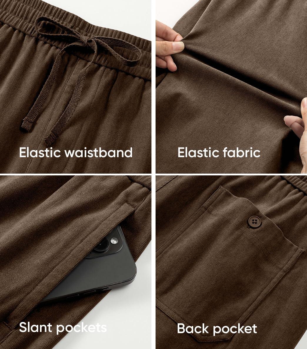 imageJMIERR Mens Corduroy Shorts Casual Elastic Waist Drawstring Lightweight Summer Beach ShortsB Brown