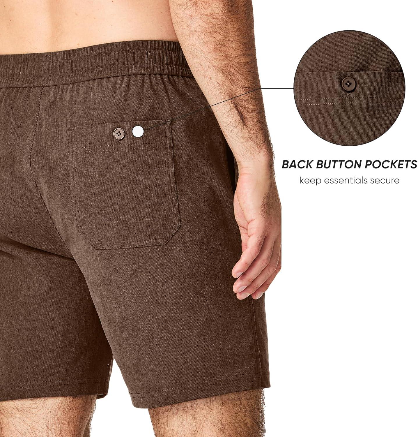 imageJMIERR Mens Corduroy Shorts Casual Elastic Waist Drawstring Lightweight Summer Beach ShortsB Brown