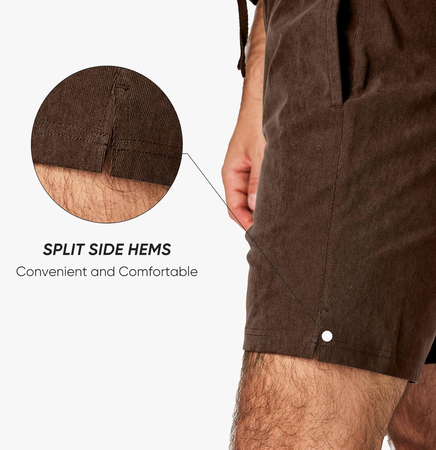 imageJMIERR Mens Corduroy Shorts Casual Elastic Waist Drawstring Lightweight Summer Beach ShortsB Brown