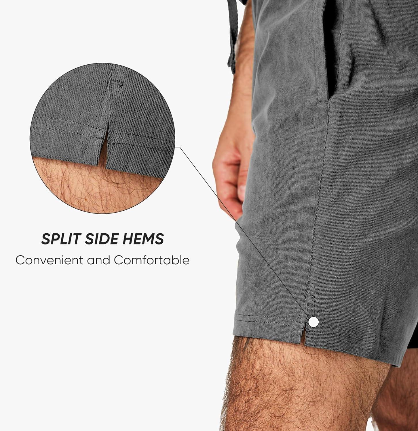 imageJMIERR Mens Corduroy Shorts Casual Elastic Waist Drawstring Lightweight Summer Beach ShortsB Dark Grey