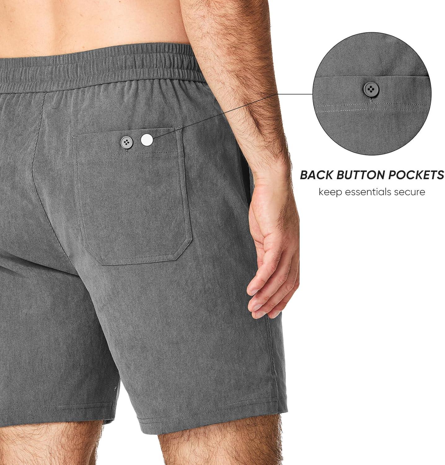 imageJMIERR Mens Corduroy Shorts Casual Elastic Waist Drawstring Lightweight Summer Beach ShortsB Dark Grey