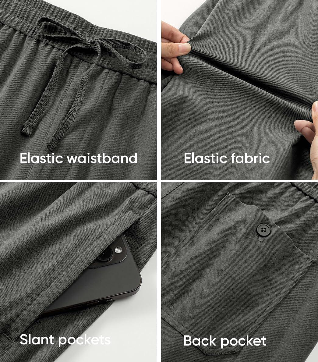 imageJMIERR Mens Corduroy Shorts Casual Elastic Waist Drawstring Lightweight Summer Beach ShortsB Dark Grey