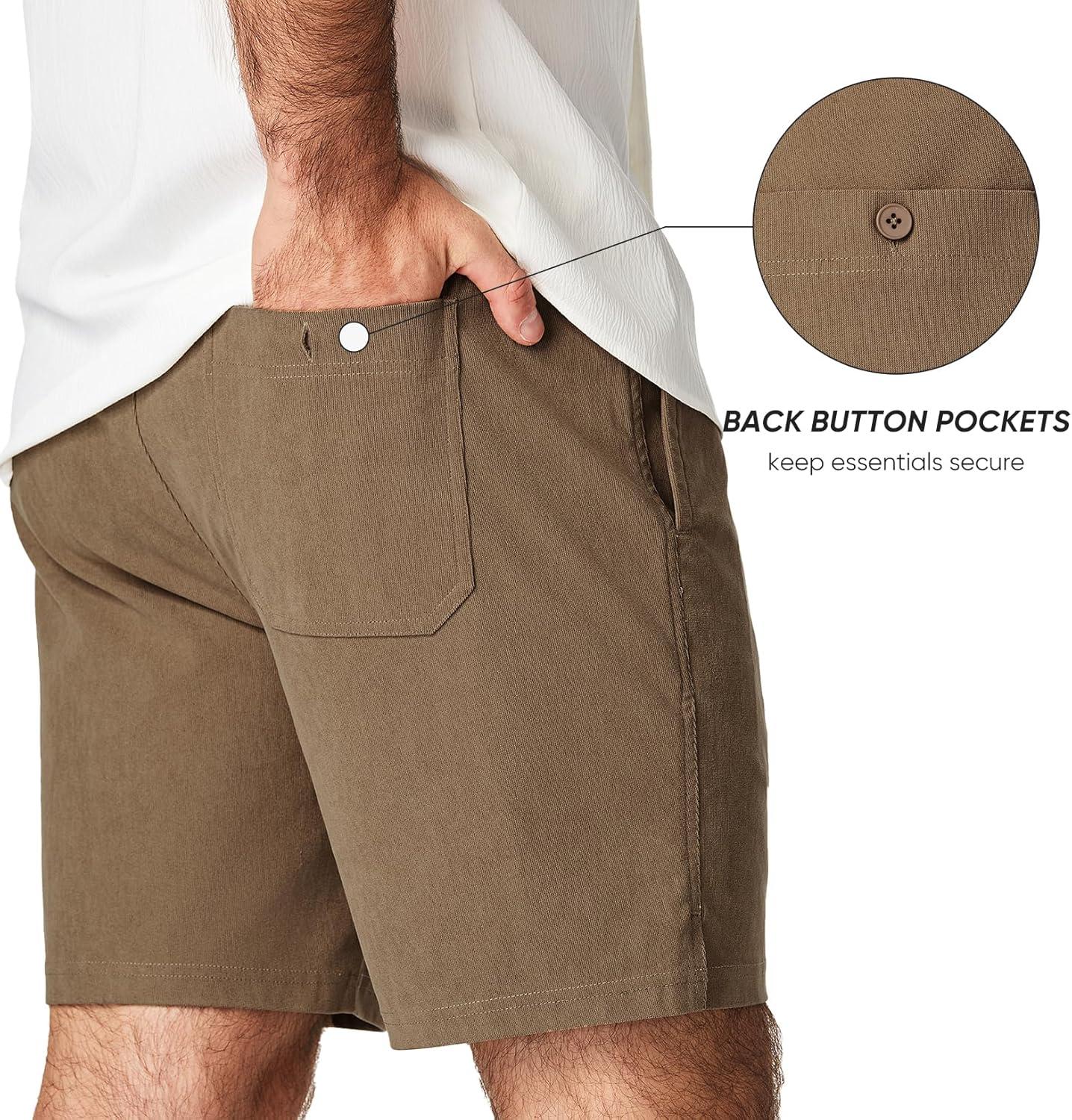 imageJMIERR Mens Corduroy Shorts Casual Elastic Waist Drawstring Lightweight Summer Beach ShortsB Khaki