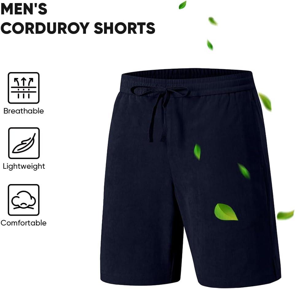 imageJMIERR Mens Corduroy Shorts Casual Elastic Waist Drawstring Lightweight Summer Beach ShortsB Navy Blue