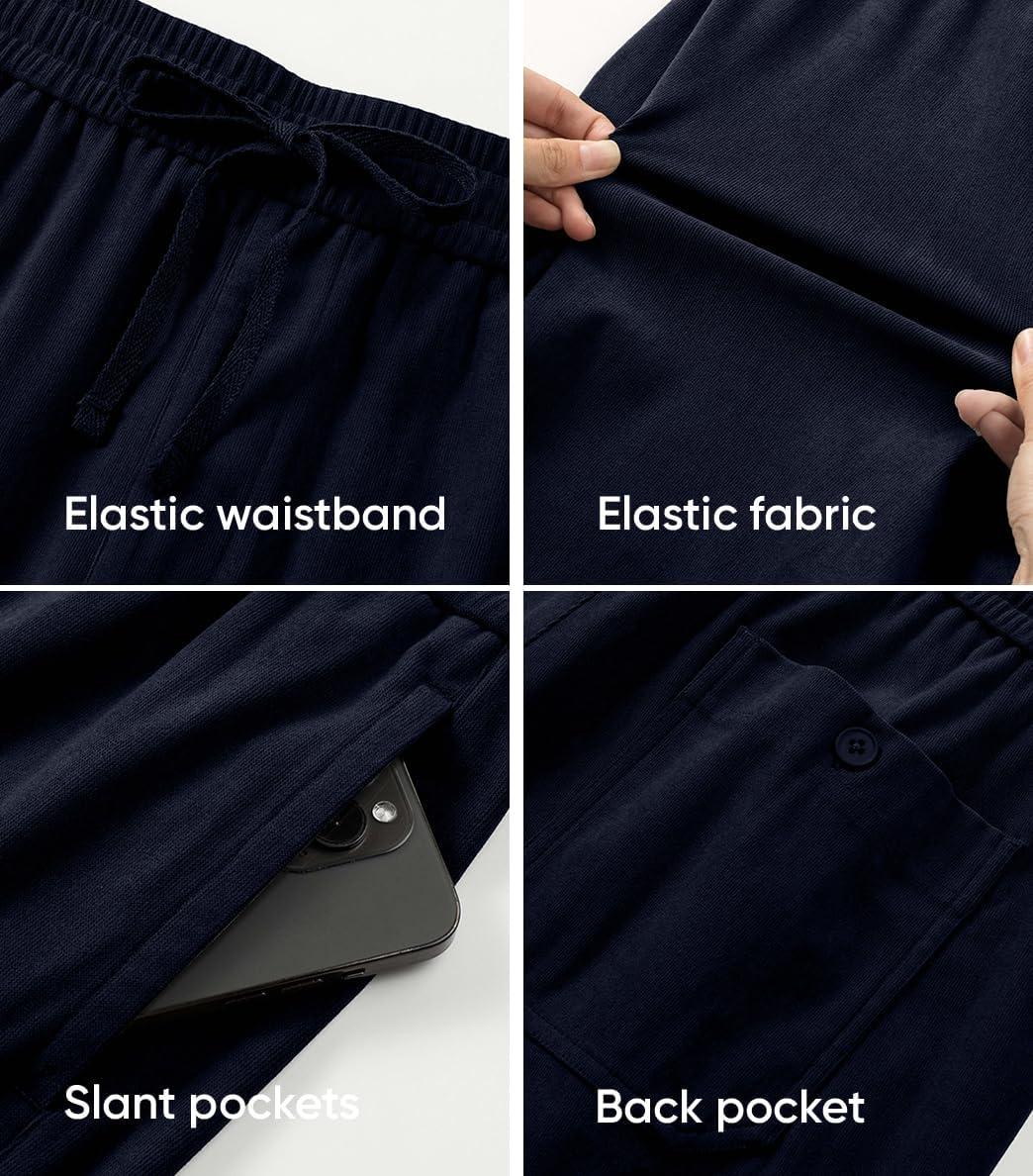 imageJMIERR Mens Corduroy Shorts Casual Elastic Waist Drawstring Lightweight Summer Beach ShortsB Navy Blue