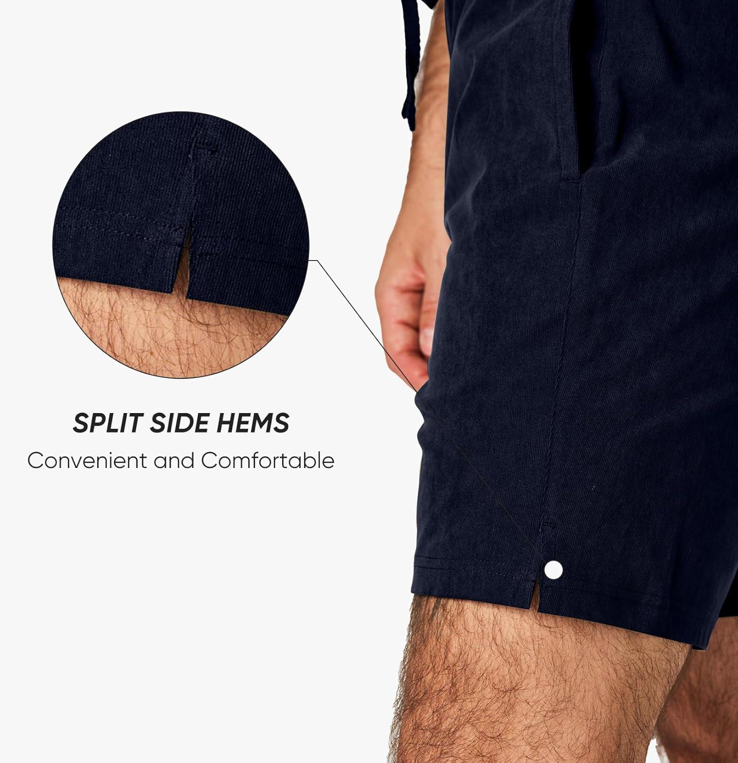 imageJMIERR Mens Corduroy Shorts Casual Elastic Waist Drawstring Lightweight Summer Beach ShortsB Navy Blue