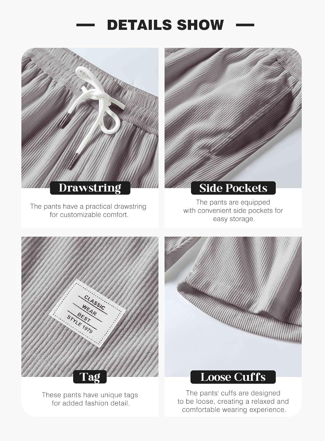 imageJMIERR Mens Corduroy Shorts Casual Elastic Waist Drawstring Lightweight Summer Beach ShortsC Grey