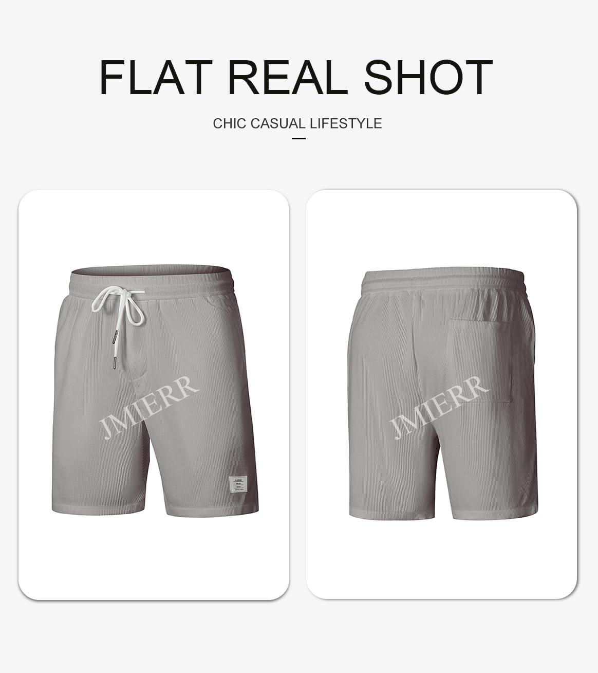 imageJMIERR Mens Corduroy Shorts Casual Elastic Waist Drawstring Lightweight Summer Beach ShortsC Grey