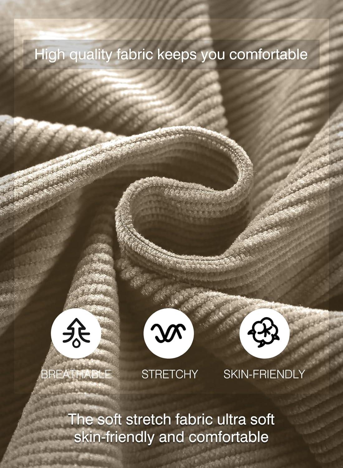 imageJMIERR Mens Corduroy Shorts Casual Elastic Waist Drawstring Lightweight Summer Beach ShortsC Parchment