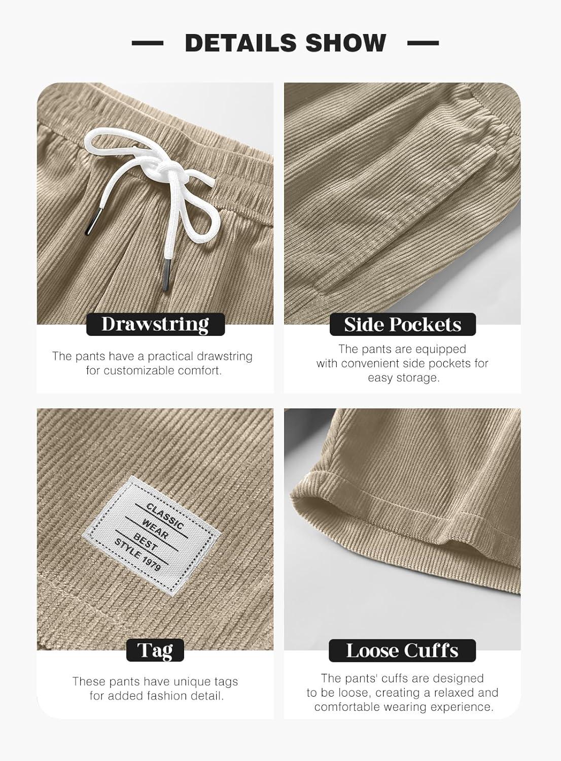 imageJMIERR Mens Corduroy Shorts Casual Elastic Waist Drawstring Lightweight Summer Beach ShortsC Parchment