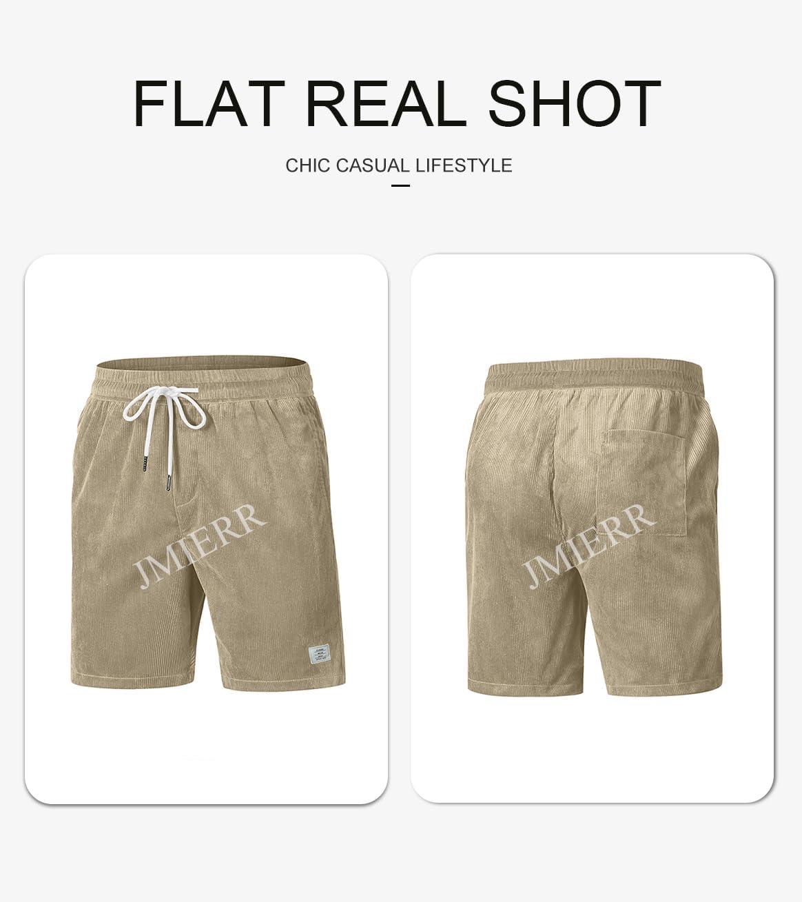 imageJMIERR Mens Corduroy Shorts Casual Elastic Waist Drawstring Lightweight Summer Beach ShortsC Parchment