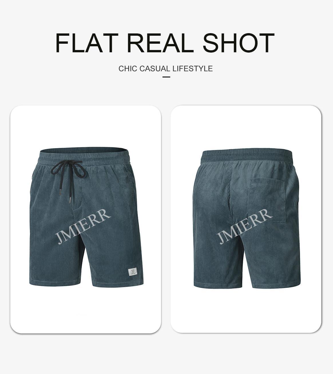imageJMIERR Mens Corduroy Shorts Casual Elastic Waist Drawstring Lightweight Summer Beach ShortsC Real Teal