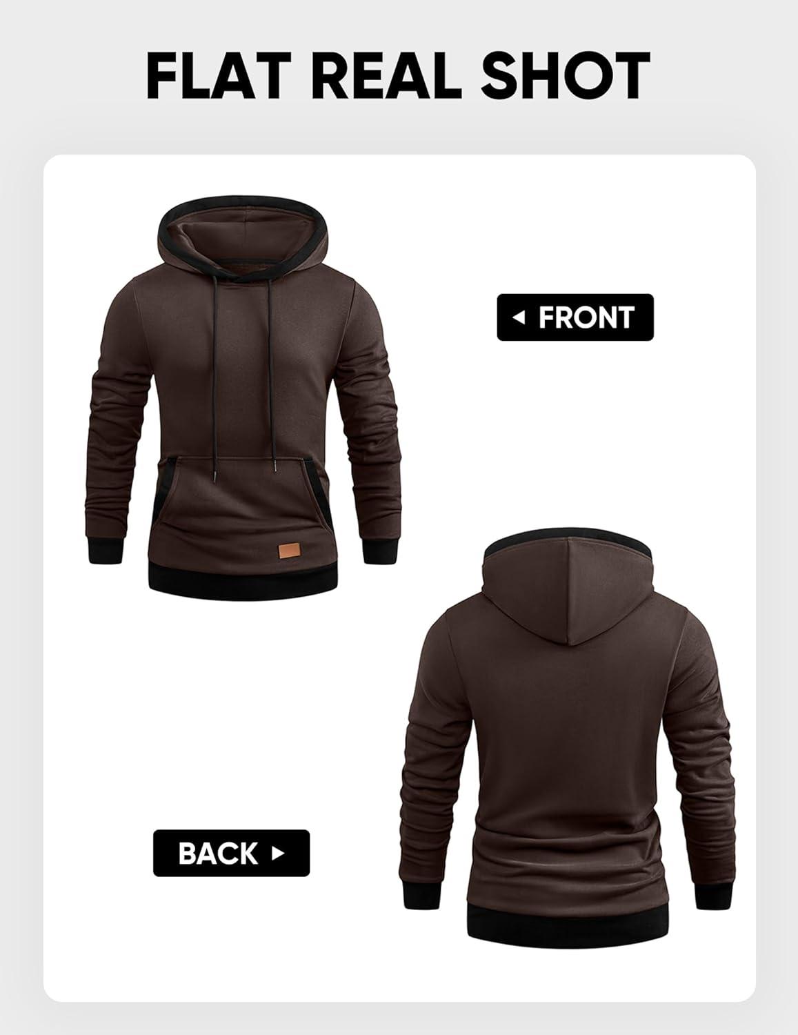 imageJMIERR Mens Cotton Casual Hoodies Sweatshirts Fashion Long Sleeve Drawstring Fleece Pullover Hoodie with PocketsCoffee