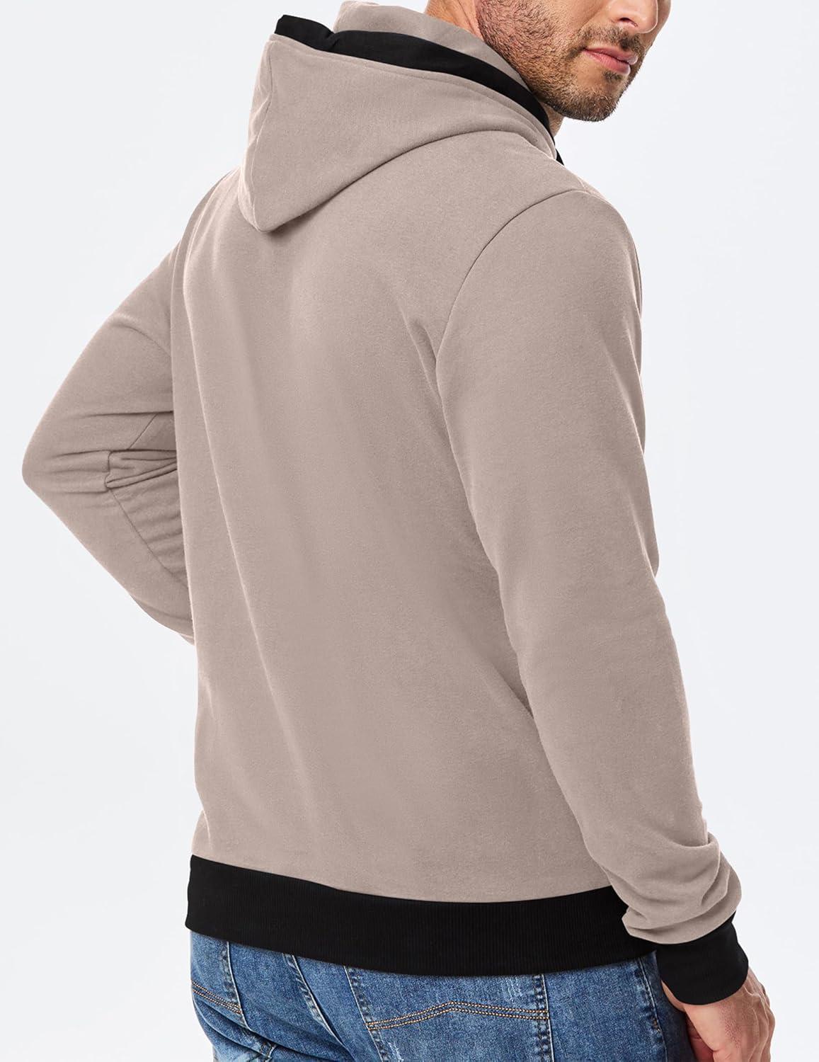imageJMIERR Mens Cotton Casual Hoodies Sweatshirts Fashion Long Sleeve Drawstring Fleece Pullover Hoodie with PocketsPink Grey