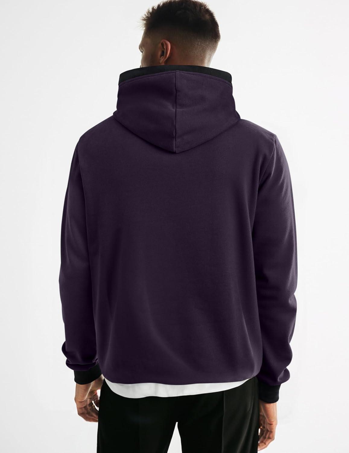 imageJMIERR Mens Cotton Casual Hoodies Sweatshirts Fashion Long Sleeve Drawstring Fleece Pullover Hoodie with PocketsPurple
