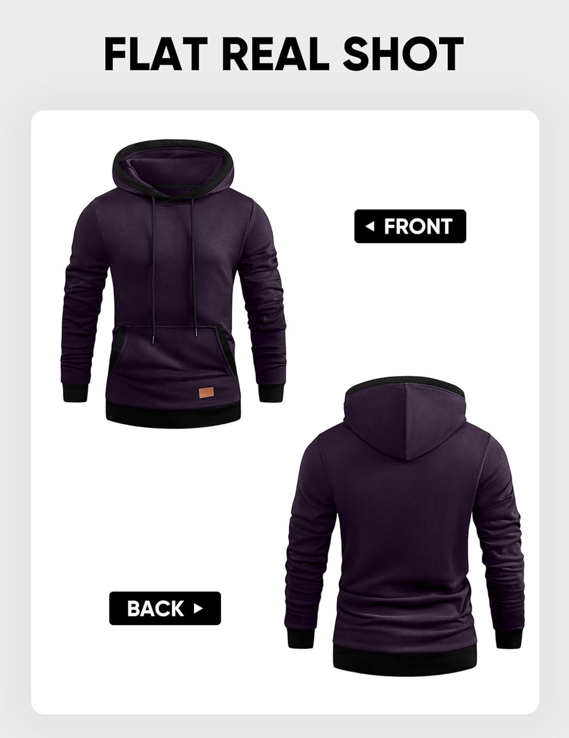 imageJMIERR Mens Cotton Casual Hoodies Sweatshirts Fashion Long Sleeve Drawstring Fleece Pullover Hoodie with PocketsPurple