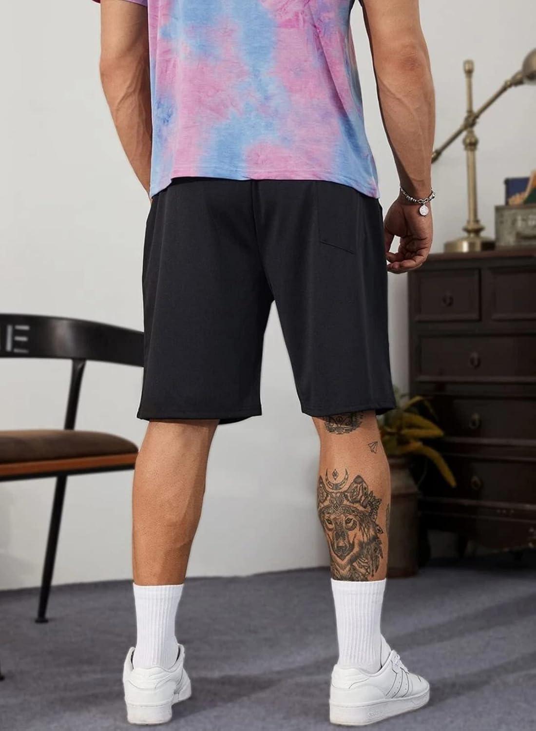 imageJMIERR Mens Cotton Sweat Shorts with 3 Pockets Workout Lounge Jogger Athletic Shorts 7 inch Inseam Running ShortsA Black