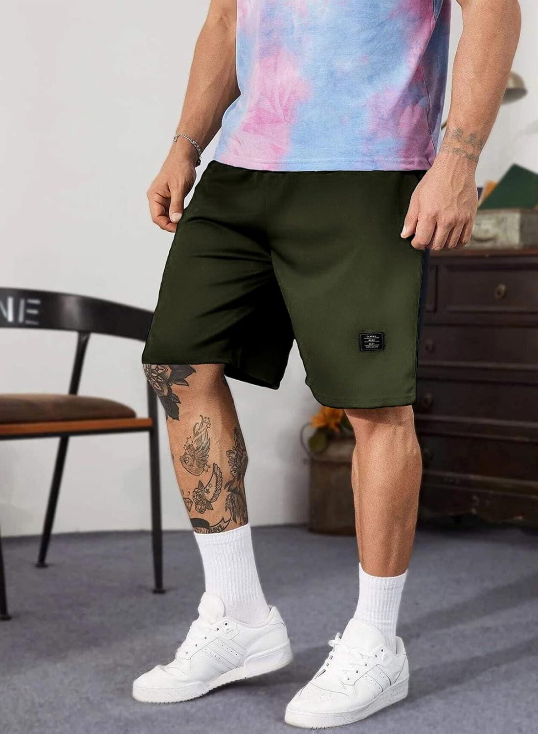 imageJMIERR Mens Cotton Sweat Shorts with 3 Pockets Workout Lounge Jogger Athletic Shorts 7 inch Inseam Running ShortsA Green