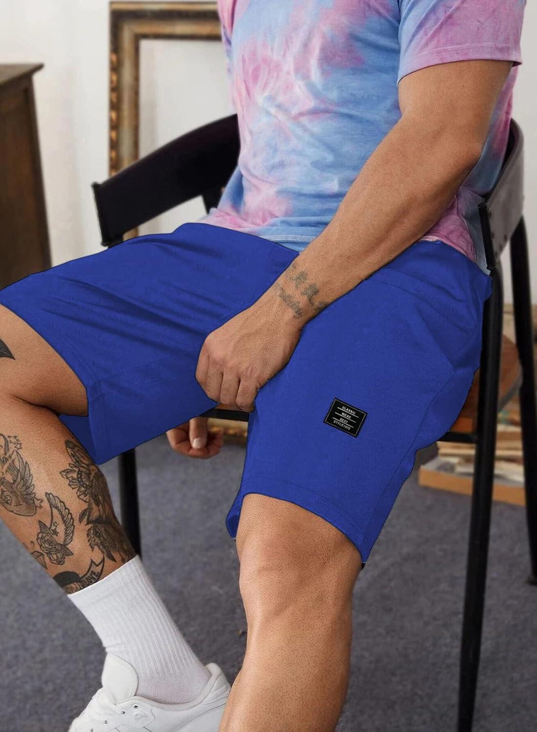 imageJMIERR Mens Cotton Sweat Shorts with 3 Pockets Workout Lounge Jogger Athletic Shorts 7 inch Inseam Running ShortsA Sky Blue