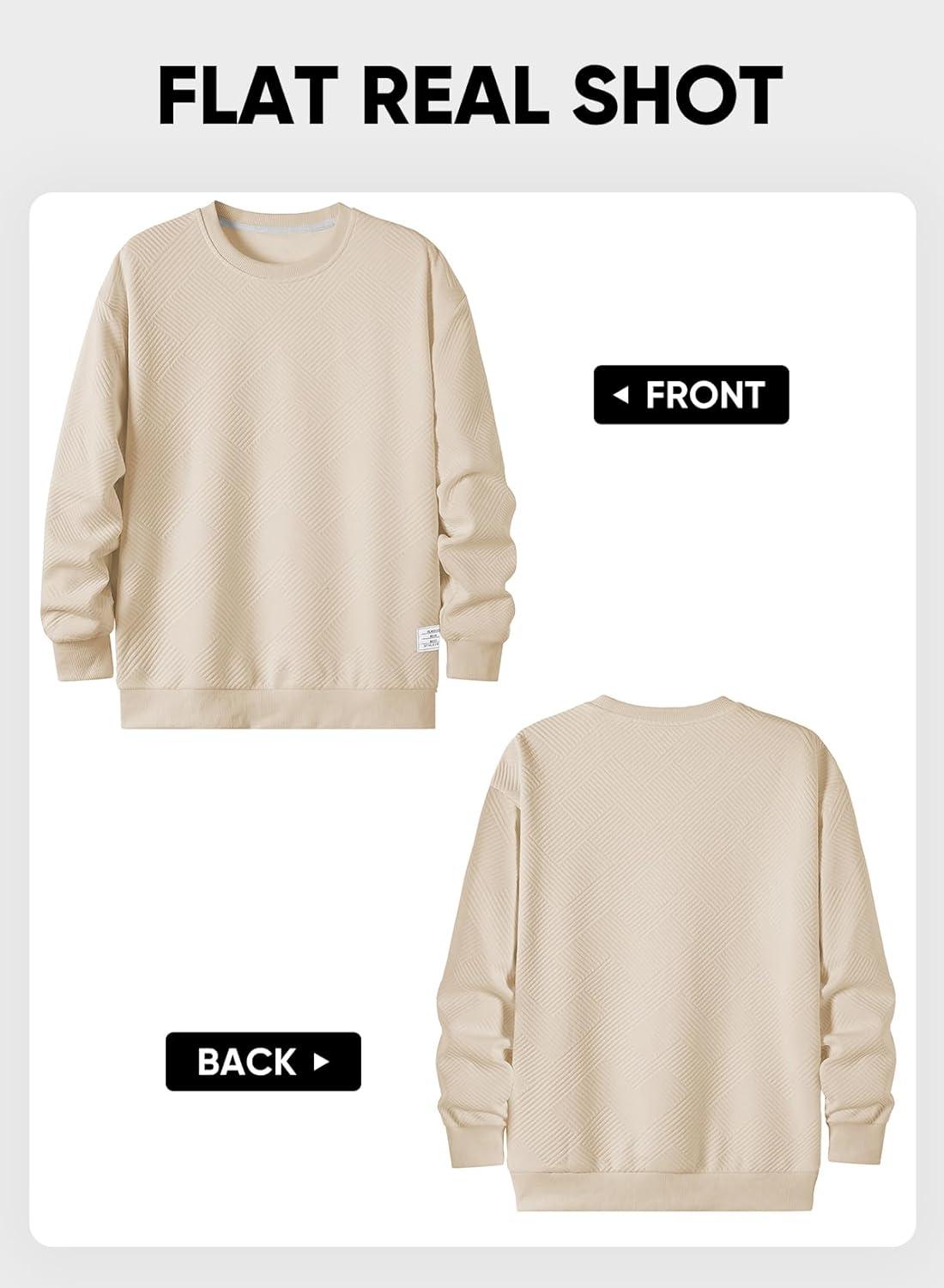 imageJMIERR Mens Crewneck Sweatshirt Casual Long Sleeve Geometric Texture Sweatshirts Fashion Pullover Shirts01 Beige