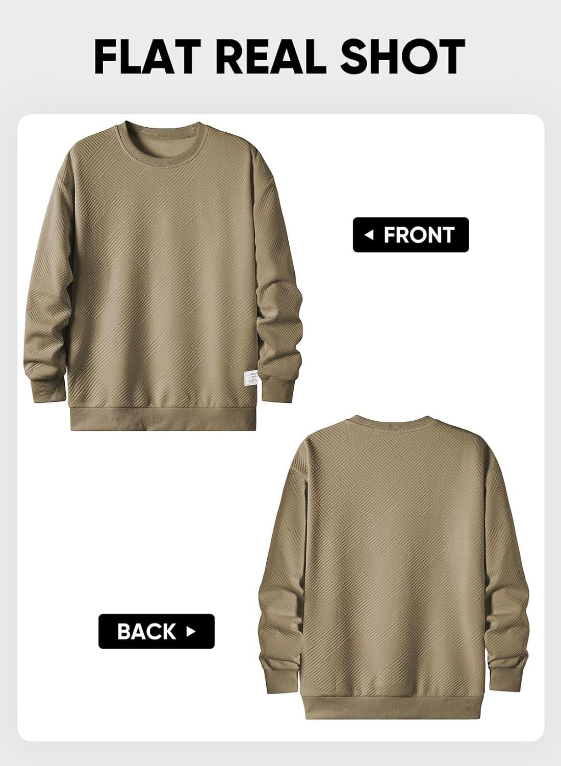 imageJMIERR Mens Crewneck Sweatshirt Casual Long Sleeve Geometric Texture Sweatshirts Fashion Pullover Shirts02 Khaki
