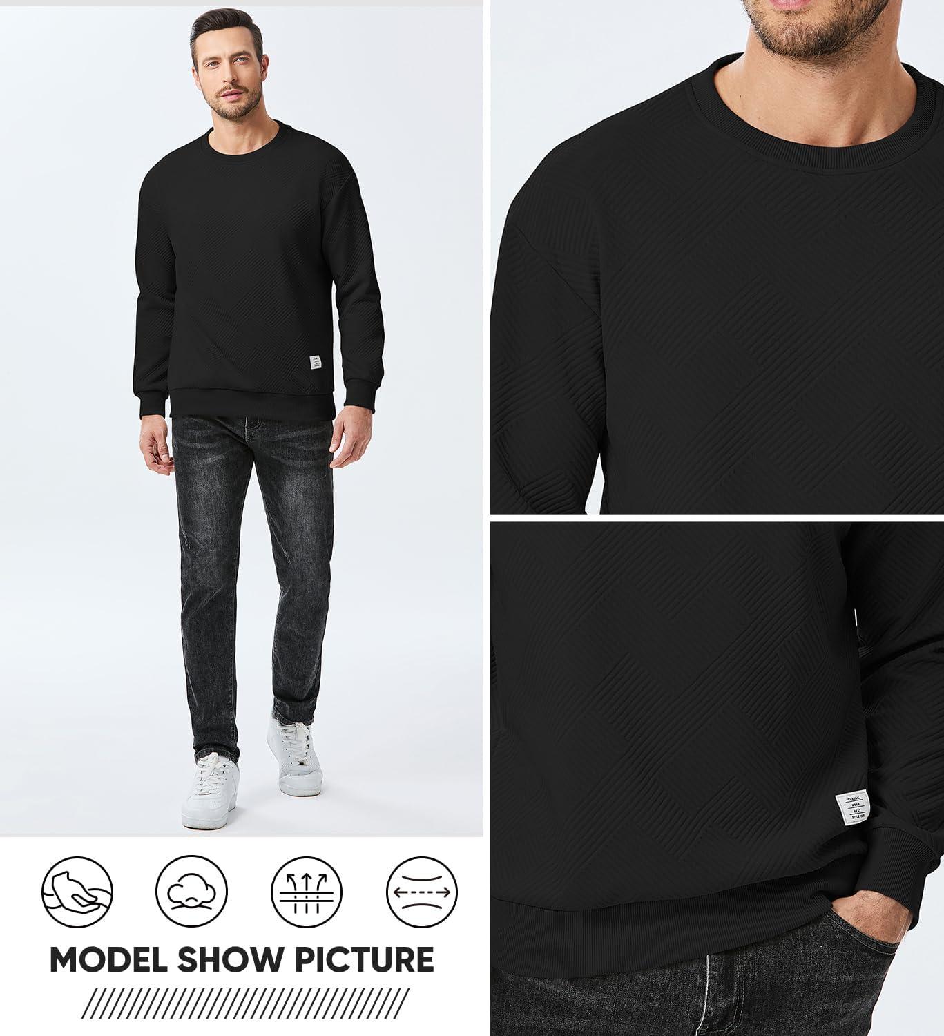 imageJMIERR Mens Crewneck Sweatshirt Casual Long Sleeve Geometric Texture Sweatshirts Fashion Pullover Shirts03 Black