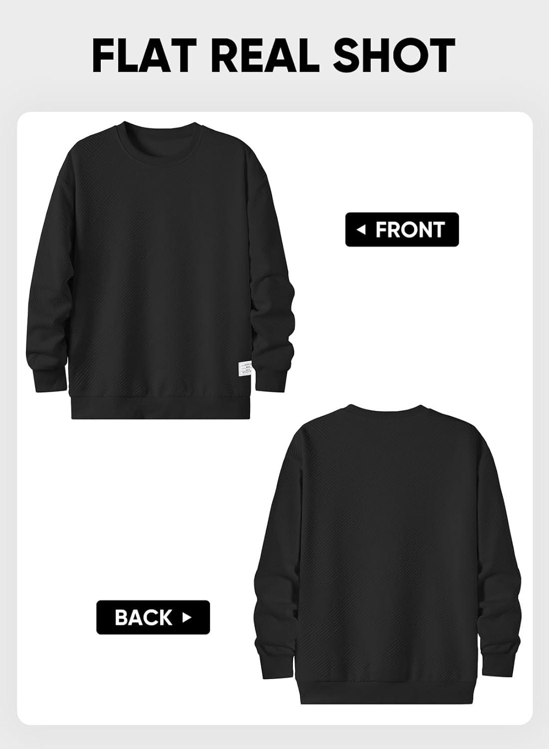imageJMIERR Mens Crewneck Sweatshirt Casual Long Sleeve Geometric Texture Sweatshirts Fashion Pullover Shirts03 Black