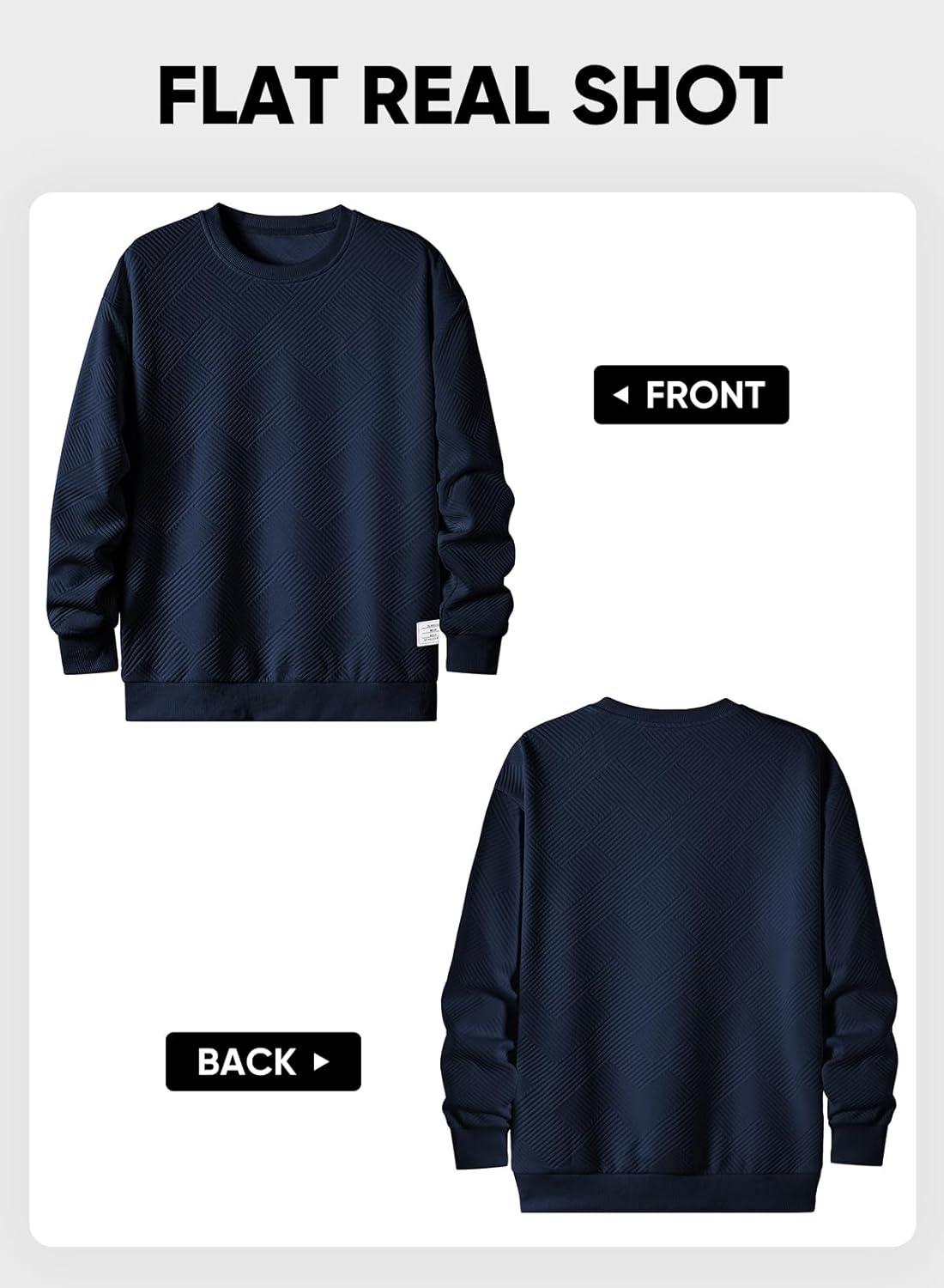 imageJMIERR Mens Crewneck Sweatshirt Casual Long Sleeve Geometric Texture Sweatshirts Fashion Pullover ShirtsBlue