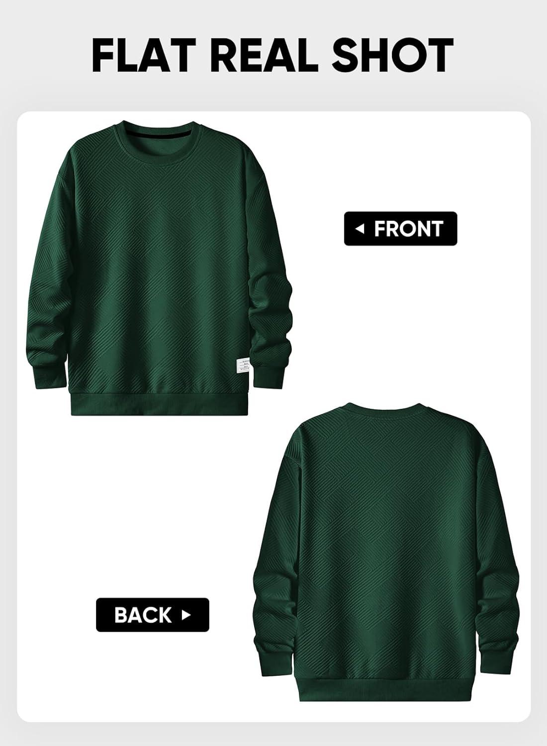 imageJMIERR Mens Crewneck Sweatshirt Casual Long Sleeve Geometric Texture Sweatshirts Fashion Pullover ShirtsGreen