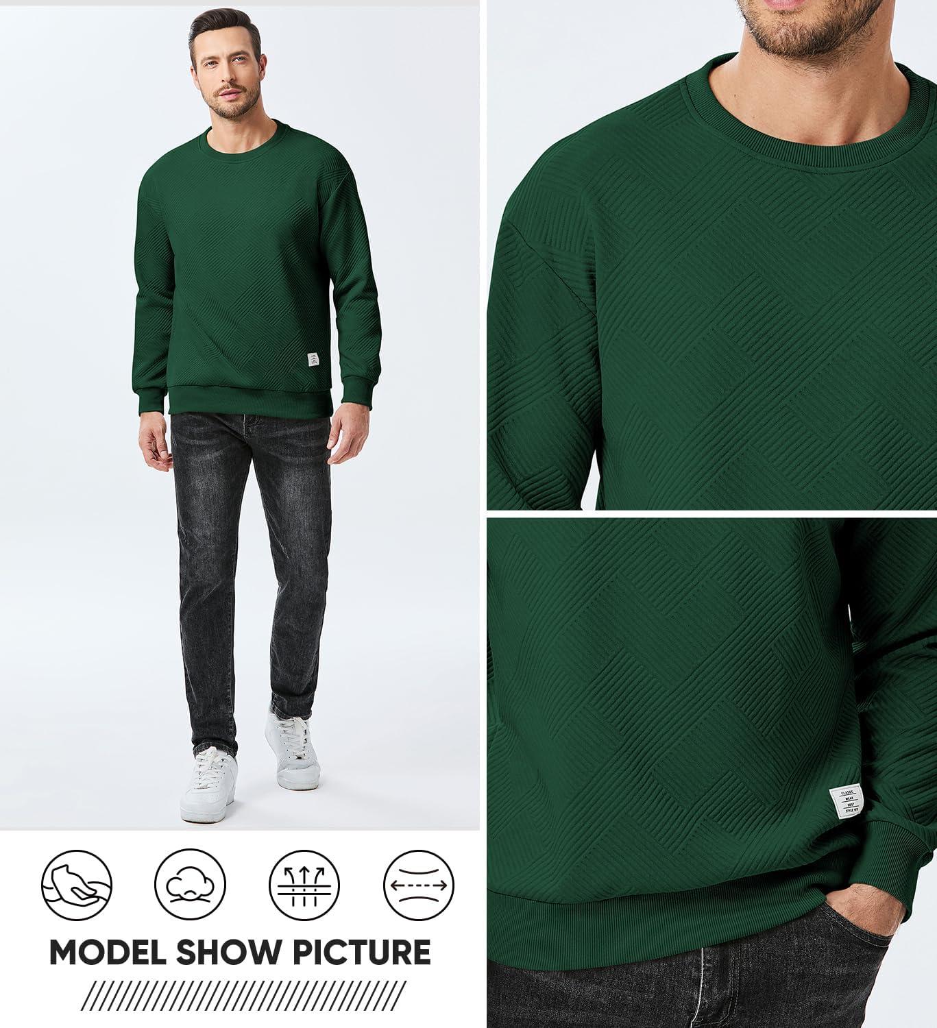 imageJMIERR Mens Crewneck Sweatshirt Casual Long Sleeve Geometric Texture Sweatshirts Fashion Pullover ShirtsGreen