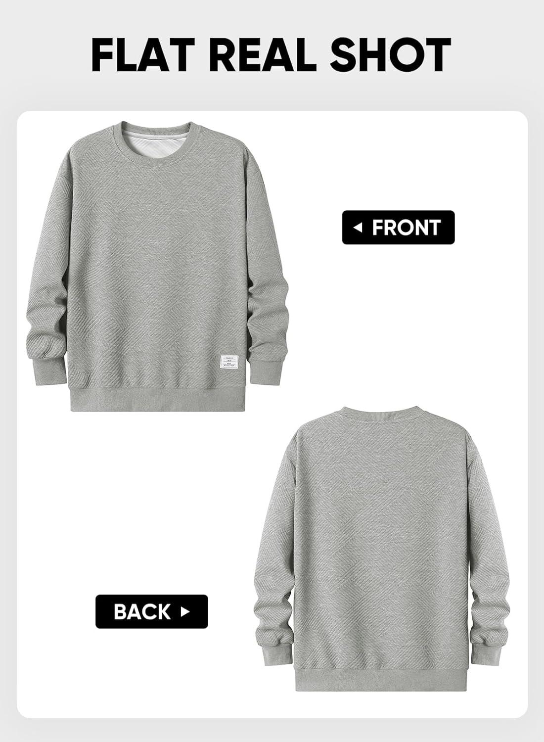 imageJMIERR Mens Crewneck Sweatshirt Casual Long Sleeve Geometric Texture Sweatshirts Fashion Pullover ShirtsGrey