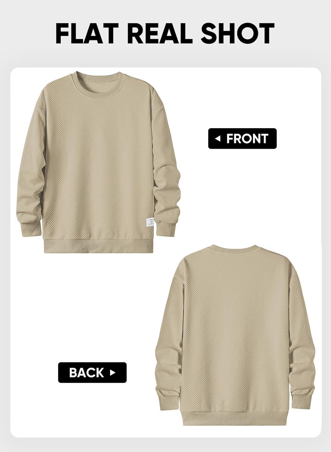 imageJMIERR Mens Crewneck Sweatshirt Casual Long Sleeve Geometric Texture Sweatshirts Fashion Pullover ShirtsLight Khaki