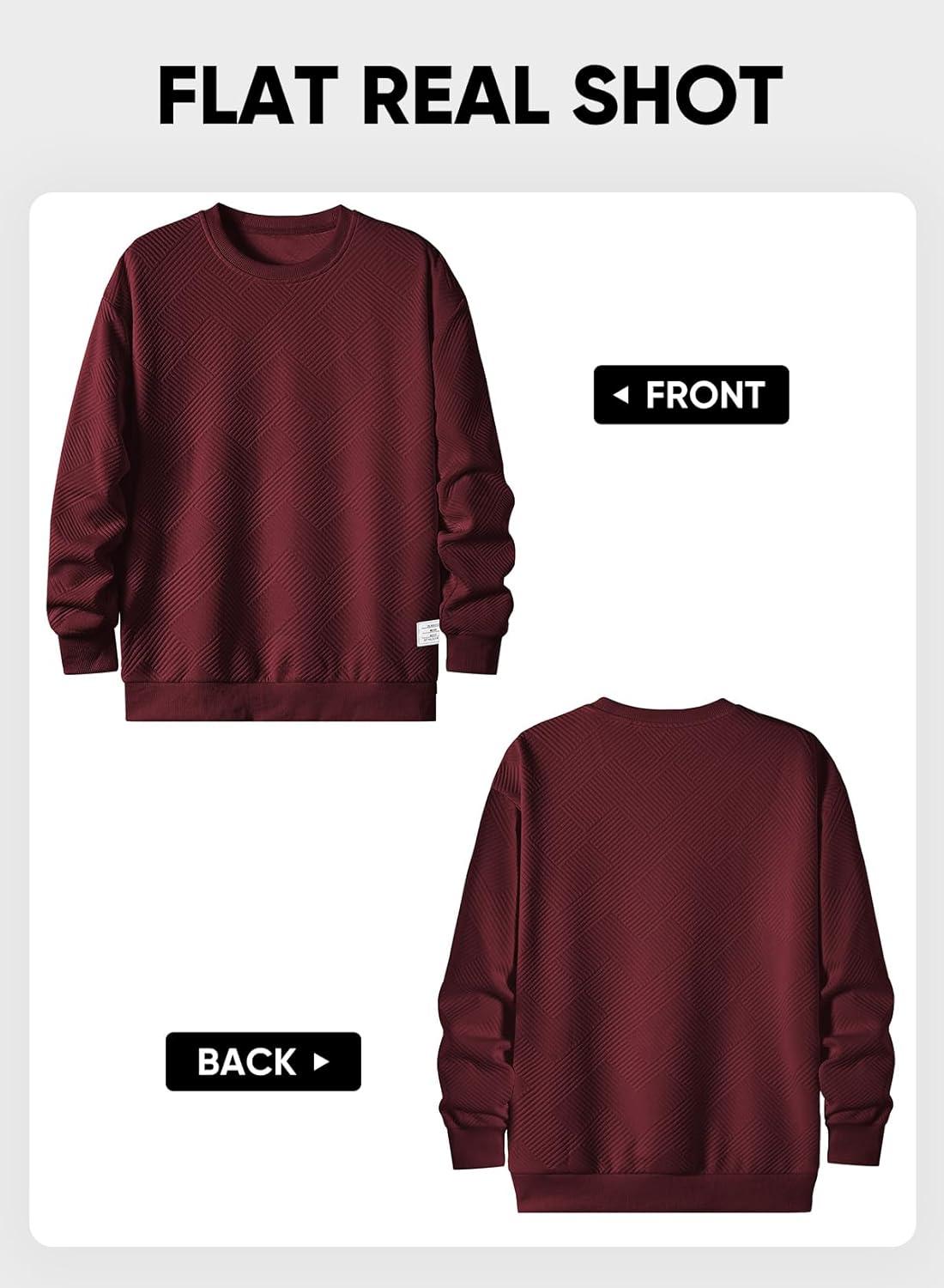 imageJMIERR Mens Crewneck Sweatshirt Casual Long Sleeve Geometric Texture Sweatshirts Fashion Pullover ShirtsRed