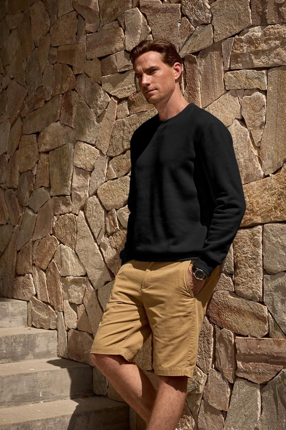 imageJMIERR Mens Fleece Crewneck Sweatshirt Casual Long Sleeves Cotton Warm Basic Pullover Fashion ShirtsBlack