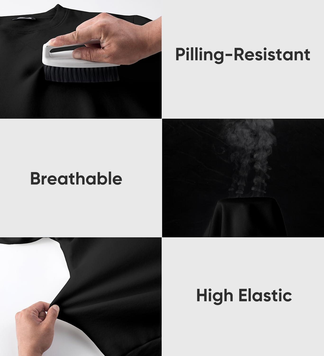 imageJMIERR Mens Fleece Crewneck Sweatshirt Casual Long Sleeves Cotton Warm Basic Pullover Fashion ShirtsBlack