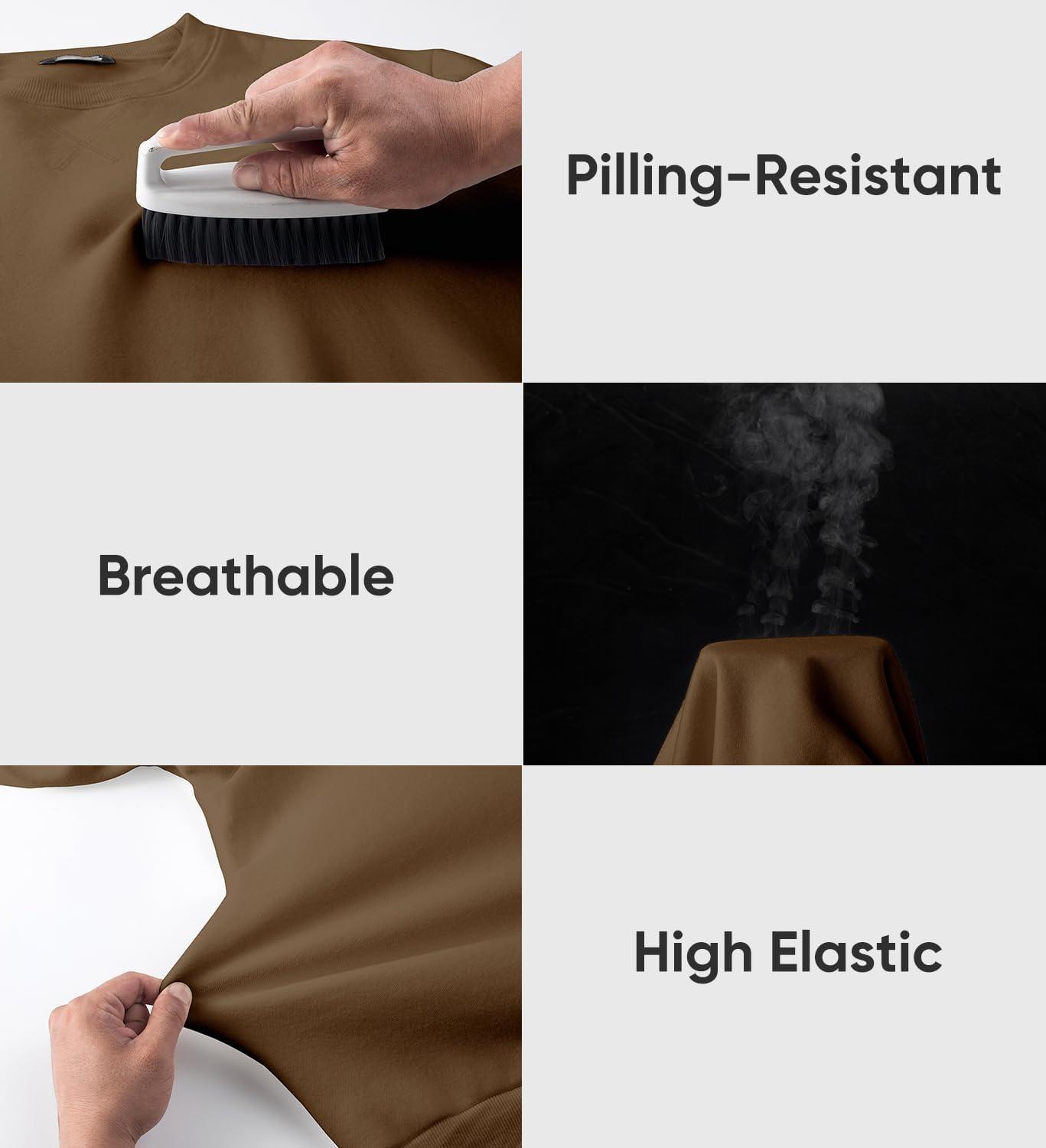 imageJMIERR Mens Fleece Crewneck Sweatshirt Casual Long Sleeves Cotton Warm Basic Pullover Fashion ShirtsBrown