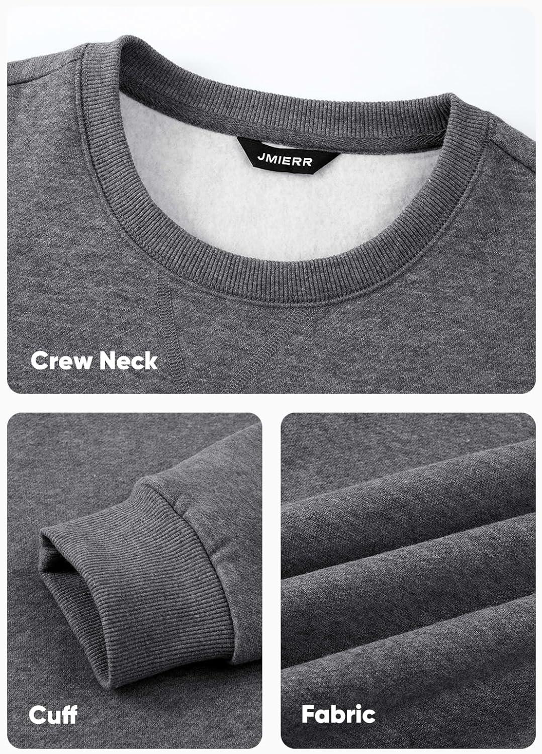 imageJMIERR Mens Fleece Crewneck Sweatshirt Casual Long Sleeves Cotton Warm Basic Pullover Fashion ShirtsDark Grey