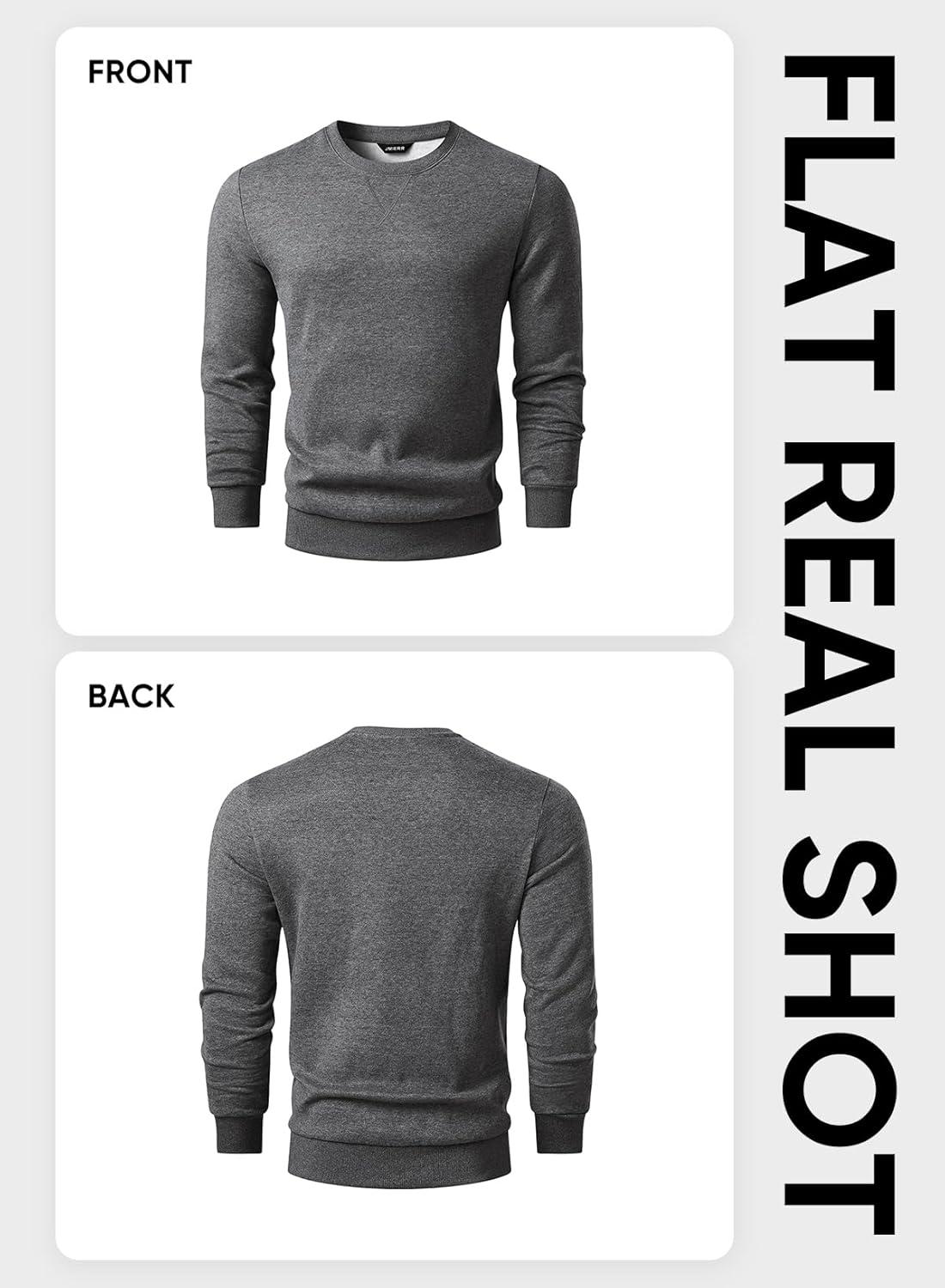 imageJMIERR Mens Fleece Crewneck Sweatshirt Casual Long Sleeves Cotton Warm Basic Pullover Fashion ShirtsDark Grey