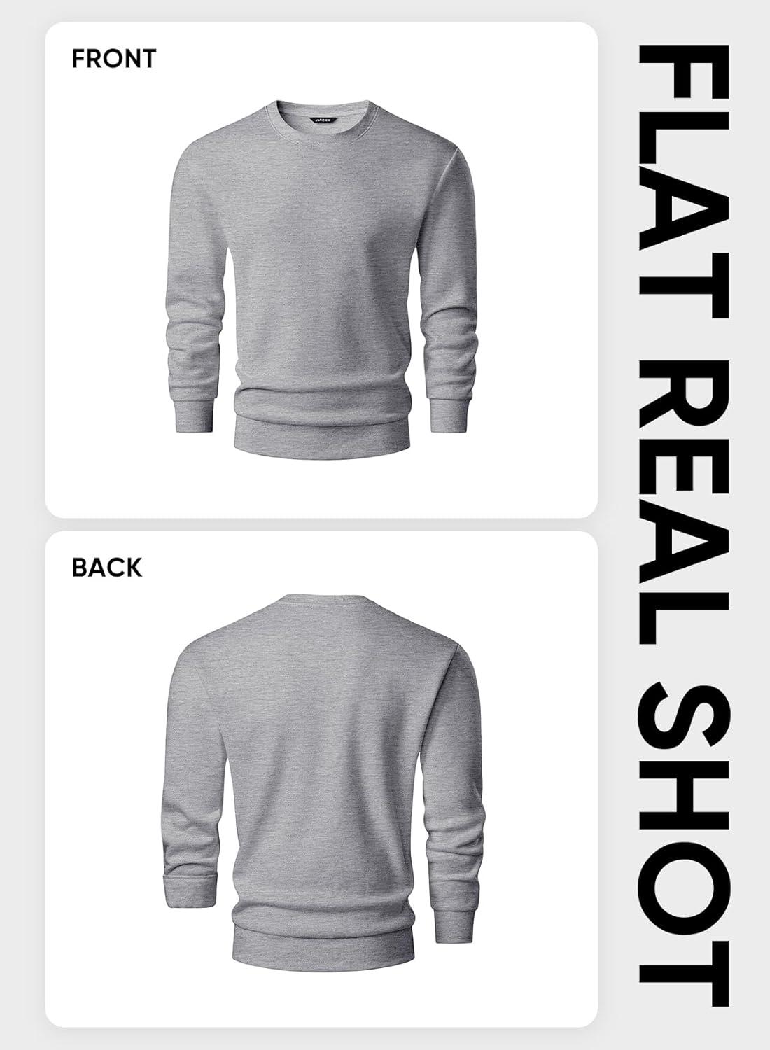 imageJMIERR Mens Fleece Crewneck Sweatshirt Casual Long Sleeves Cotton Warm Basic Pullover Fashion ShirtsLight Grey