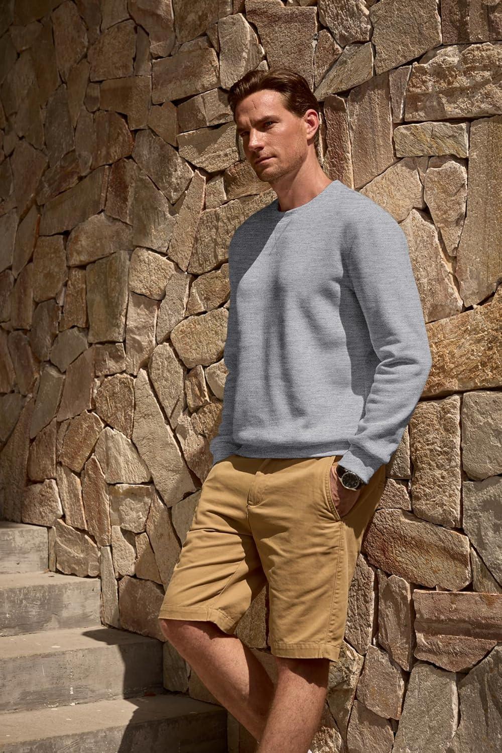 imageJMIERR Mens Fleece Crewneck Sweatshirt Casual Long Sleeves Cotton Warm Basic Pullover Fashion ShirtsLight Grey