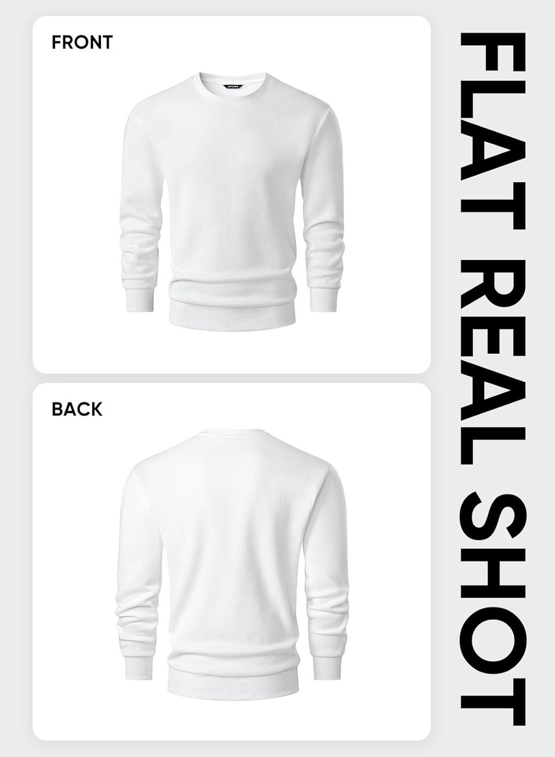 imageJMIERR Mens Fleece Crewneck Sweatshirt Casual Long Sleeves Cotton Warm Basic Pullover Fashion ShirtsWhite