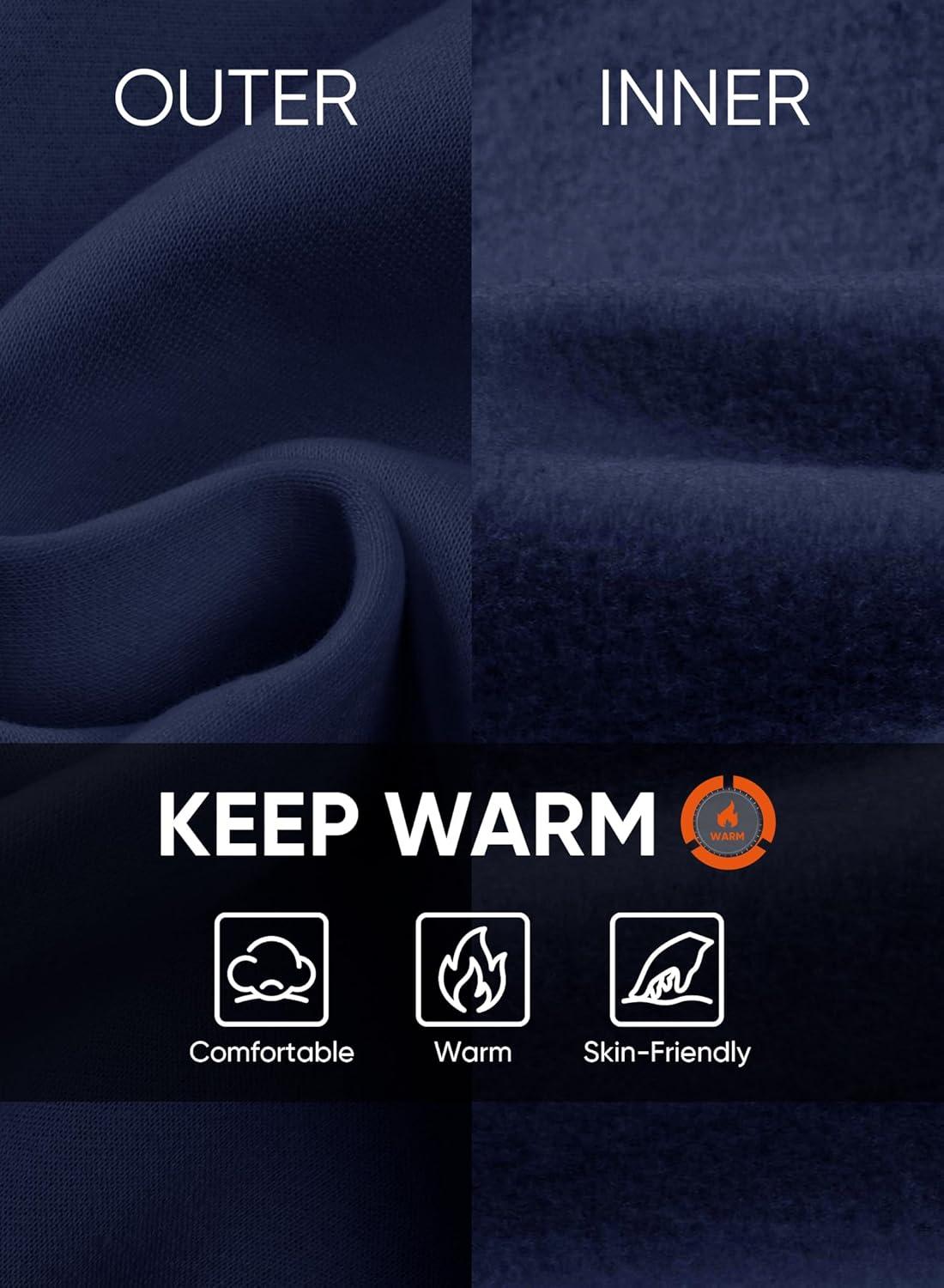 imageJMIERR Mens Fleece Quarter Zip Pullover Sweater Casual Cotton Fall Winter Family Outfit Warm Mock Neck with PocketsA Blue