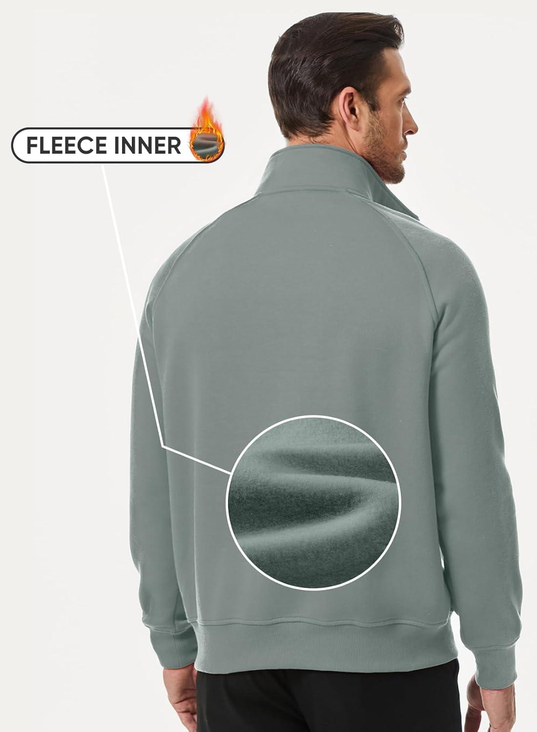 imageJMIERR Mens Fleece Quarter Zip Pullover Sweater Casual Cotton Fall Winter Family Outfit Warm Mock Neck with PocketsB Green 01